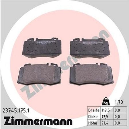 ZIMMERMANN Brake Pad Set, 23745.175.1 23745.175.1